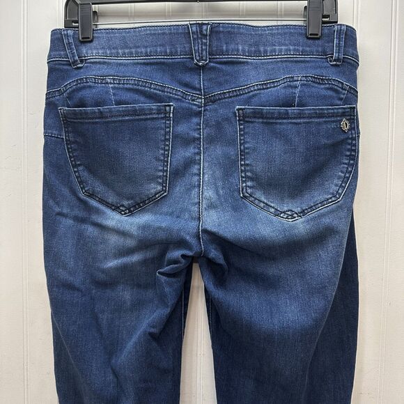 Democracy Jeans 8 Skinny Ab Solution Blue Stretch Denim Distressed Tummy Control - Picture 5 of 12